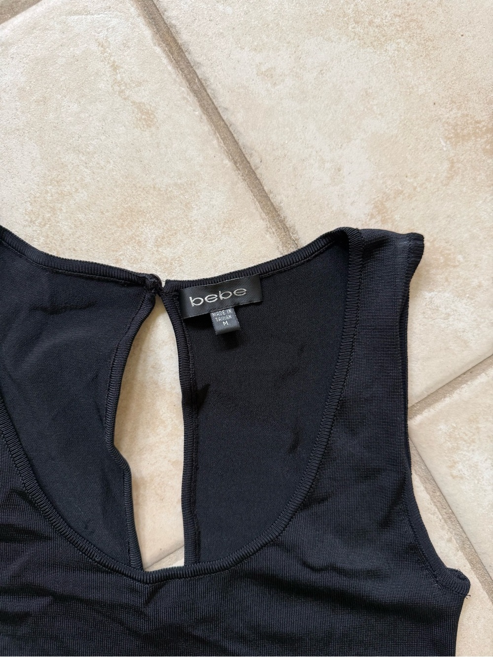 bebe Black Sleeveless Bandage Mini Dress with Ruffle Hem - Picture 3 of 3